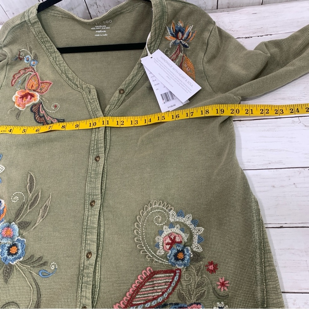 New Karyn Seo M Knit Tove Thermal Jacket Boho Embroidery Cardigan 100% Cotton - Picture 16 of 16